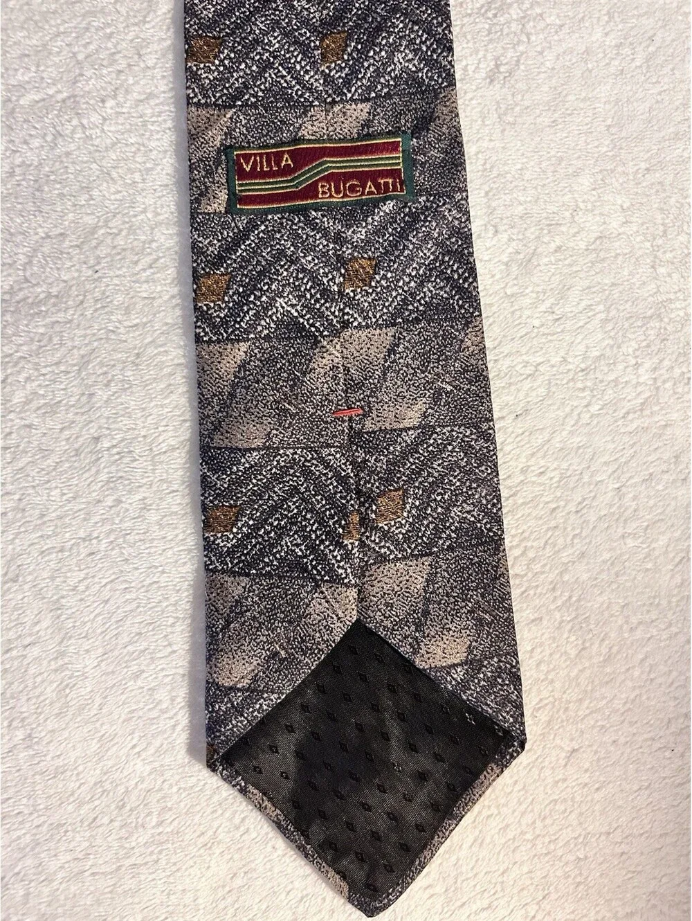 VILLA BUGATTI Men's Tie Black Brown Tan White 4 X 58